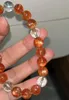 Браслет Strand Arusha, натуральный оранжевый, зеленый, солнечный камень, клубника, кварц, берилл, 8,5 мм, прозрачные круглые бусины, женский браслет