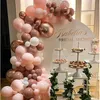 Andra evenemangsfestartiklar fördubblade dammrosa Boho Balloons Garland Bröllopsengagemang Dekoration Chrome Rose Gold Nude Ballon Arch Global Birthday Decor 230919