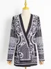 Women's Suits Blazers HIGH STREET est Stylish Designer Jacket Women's V-neck Long Sleeve Luxurious Metallic Beaded Long Blazer 230920