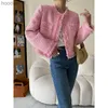 Women's Down Parkas Pink Fringe Fur Shoulder Pad Tweed Jacket Blazer Boucle Crop Coat for Women 2023 Spring L230920