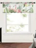 Curtain Flamingo Plant Flower Watercolor Short Tulle Kitchen Small Sheer Living Room Home Decor Voile Drapes