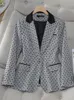 Costumes pour femmes Blazer Blazer dames automne hiver veste femme noir café Plaid à manches longues vêtements de travail manteau formel 230920