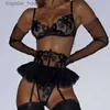 Sexy Set Aduloty Women's Sexy Underwear Set Gauze Skirt Ruffle Puffy Skirt Garter Belt Tight Erotic Lingerie Thin Bra Three-Piece Suit L230920