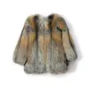 Women s Fur Faux 2023Natural Real Long Overcoat Warm Winter Jacket Luxury Furry Coat Autumn Loose large Big Size 230920