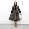 Plus size Dresses plus Lace Patchwork See Through Full Sleeve Office Ladies High Waist Shirt Evening Party Occasion A Line Midi 230920