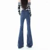 Kvinnors jeans guuzyuviz stretch flare kvinna hög midja elastisk denim klockbotten byxor vintage mode