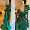 Verde esmeralda sereia vestidos de noite um ombro lantejoulas vestido de baile feito sob encomenda babados glitter celebridade festa Gown202S