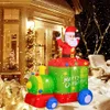 Christmas Decorations 180cm Christmas Lighted Inflatable Santa Claus with Train LED Light Toy Christmas Outdoor Decoration Yard Prop Parties Ornament 230920