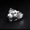 Eheringe Retro Punk Persönlichkeit Tigerkopf Ring für Männer Edelstahl Gute Details Tier Hip Hop Kreativer Schmuck 230920