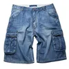 Sommar stor storlek 40 42 44 46 män hip hop last shorts denim knä längd lösa baggy jeans shorts multi fickor manlig streetwear336l