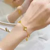 Wholesale Girl Light Gold Plated Four-Leaf Clover Bracelet Fashion Jewelry New Lucky Simple Colorful Everyone's Favorite Lovers Gift