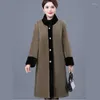 Manteau en fourrure mi-long pour femme, col montant, simple boutonnage, épais, chaud, Imitation vison, tendance, automne/hiver 2023