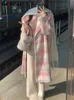 Femmes mélanges de laine Cotvotee manteau à carreaux femmes automne hiver mode double boutonnage décontracté col rabattu veste ample 230919