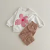 Kleidung Sets 2 stücke Herbst Baby Jungen Mädchen Weiche Kleidung Casual Blume Sonne Welle Drucke Pullover Cord Hosen Kinder Outfit baumwolle Anzug Herbst 230919