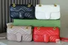 7A qualidade acolchoada sacos de corrente de ouro marmont designer saco mulheres ombro crossbody couro genuíno bolsa de luxo moda senhora carteira bolsa embreagem embalagem completa