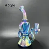 8 "Glass Bong Twin Chamber Rainbow Metallic Hookah Glass Bong Dabber Rig Recycler Incycler Pipes Water Bongs Joint Size 14mm For Smoking Shop Art Fashion