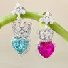 Dangle Earrings Vinregem Heart Cut Lab Created Sapphire Gemstone Luxury Drop 925 Sterling Silver Anniversary Gifts Fine Jewelry