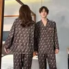 Women's Sleep & Lounge Designer 2023 New Couple Ice Silk Pajamas Summer Alphabet Premium Silk Home Fur Mens and Womens Outwear Set 2BG6