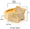 Anneaux de bande Hommes 3D Étoile 14K Plaqué Or Anneaux De Cuivre Bling Glacé Cz Pierre Étoile Forme Anneau Or Argent Rosegold Hiphop Bijoux9962353 x0920