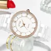 Horloges Dameshorloges Damesmode Keramisch bandhorloge Elegant romantisch quartzhorloge Waterdicht Diamantwit