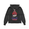 Erkek Hoodies Sweatshirtler Yıkanmış Siyah Aziz Michael Hoodie Erkek Kadınlar 1 1 En Kaliteli Kazak Graffiti Hasarlı Kapşonlu J230920