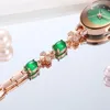 Orologi da polso Orologio da donna Marchio di lusso leggero Verde giada Bracciale con diamanti Moda impermeabile Quarzo di alta qualità V16
