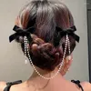 ネックレスイヤリングセットタッセルエレガントなヴィンテージボウパールチェーンヘアピンスウィートヘアデコレーションファッションアクセサリーのヘッドバンドクリップ