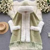 Women's Cape 2023 Autumn Winte Women Luxury Cape Coat Loose Hooded Thick Warm Shawl Outerwears Elegant Fur Panel Female Coats Clothes L230920