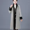 Manteau en fourrure mi-long pour femme, col montant, simple boutonnage, épais, chaud, Imitation vison, tendance, automne/hiver 2023