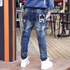 Kot Ienens moda erkekler bahar sonbahar uzun pantolonlar genç çocuk düz denim pantolon elastik bel kovboy artı 230920