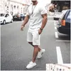 Mens Tracksuits Basic T Shirt Shorts Sets Casual Plain Sports Suits Chic Kpop Gym Stretch 5Xl Tracksuit Luxury Clothes For Men Young L Dhkg2