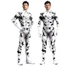 Catsuit Costumes Adult Unisex Cosplay Jumpsuits Spotted Dog Animal Print Skinny Bodysuit Party Elastic Sexy Costume Zentai With Tail Fancy Outfit