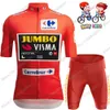 Sets Radsporttrikots Sets Kinder Jumbo Visma Trilogie Radsport Jersey Set Italien Frankreich Spanien Tour Jungen Mädchen Radsportkleidung Rot gelbe Pin