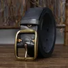 Belts American Style 3.8cm Thick Cowhide Copper Buckle Belt For Men's Literature And Leisure High Quality Vintage Luxury Men