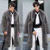 Men's Trench Coats Men's Jacket Cardigan Mid Long Coat Thicken Warm Faux Fox Fur Soft Fluffy Fuzzy Parka Overcoat Brand New Stylish Luxury Outwears J230920