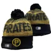 Pirates Bonnets Cap Pittsburgh Laine Chaud Sport Tricot Chapeau Hockey Équipe Nord-Américaine Rayé Sideline USA College Cuffed Pom Chapeaux Hommes Femmes