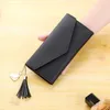 Wallets Women's Long Purse Buckle 2 Fold Money Clip Simple Solid Color Clutch Bag Multi-card Banknote Coin Storage Girls Wallet