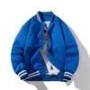 Kurtki mężczyzn Mężczyzn Kobiet Kurtka Varsity Autumn zima solidny kolor baseball moda swobodne hooded college parkas wiatrówki Buton Blue 230920