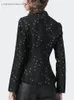 Damen Jacken Mode Anzug Kragen Schwarz Polka Dot' Blazer Langarm SingleButton Slim Kurze Jacke Herbst Jacquard Mantel 230919