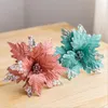 Fleurs décoratives bricolage couronne de noël cadeau d'année têtes de fleurs artificielles ornements d'arbre de noël 1 PC 25 CM paillettes