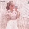 Kobiety swetry vintage słodki w stylu lolita dzianina pullover jesienna dziewczyny urocze z koronki koronki bown sweter kobiety harajuku dzianin