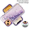 Quicksand Phone Cases For iPhone 15 14 13 Pro Max Bling Liquid Glitter Floating Protective Quicksand Water Flowing Cover Heavy Duty 3 in 1 Phone Case