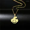 Pendant Necklaces Stainless Steel Gothic Scary Smile Sewed Face Skull Hip Hop Bikers Joker Clown Weird Sad Cying Necklace Charm Men