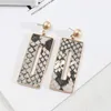 Boucles d'oreilles pendantes géométriques épaisses rectangulaires en cuir brillant d'ormeau pour femmes, vente en gros