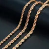 Pendant Necklaces 585 Rose Gold ed Rope Link Chain Necklace 5mm 6mm 7mm For Women Men Fashion Jewelry Accessories CNM02211R