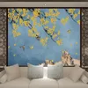 Wallpapers Custom Mural Chinese Style Oil Painting Ginkgo Tree Branches Flowers Po Living Room TV Sofa Background Non-woven Wallpaper 3D