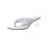 Tofflor Summer Women Square Toe Flip Flop Ladies Fashion High Heels Sandaler Pu Leather Women's Casual Shoe Female Footwear 2023