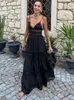 Casual Dresses Sexy Hollow Out Backless Long Dress Women Solid V-neck Sleeveless High Waist Slim Fashion Female Night Party Vestidos
