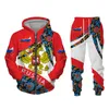 Herrspåriga ryska flagga 3D -tryck Män kvinnliga dragkedja tröjor Ställ in casual hoodie byxor 2 st överdimensionerade träningstrendkläder 230920