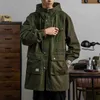 Trench Coats Masculino Militar Tático Com Capuz Trench Coat Zíper Mid-length Casual Windbreaker para Outono e Primavera Roupas Vintage Parka J230920